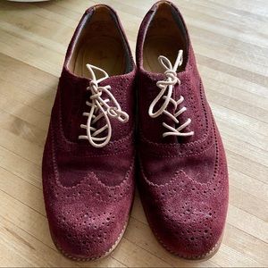 J. SHOES OXBLOOD SUEDE CHARLIE OXFORDS!!!